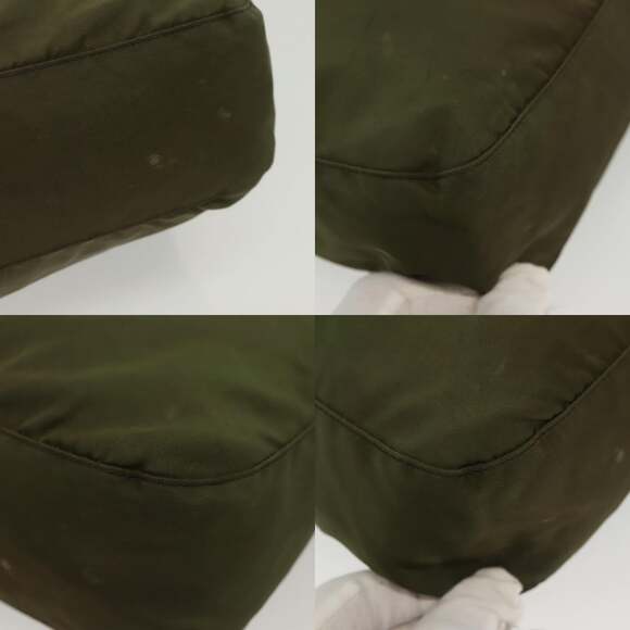 PRADA Shoulder Bag Nylon Khaki Silver - Picture 10 of 12